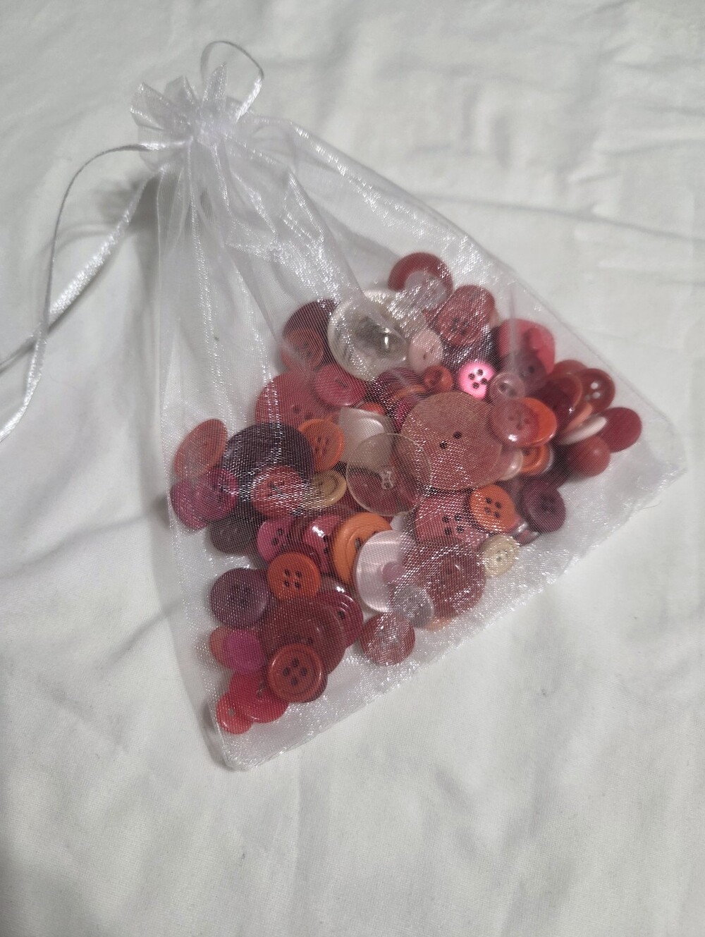 Vintage Red Pink Orange Buttons - Mixed Bag